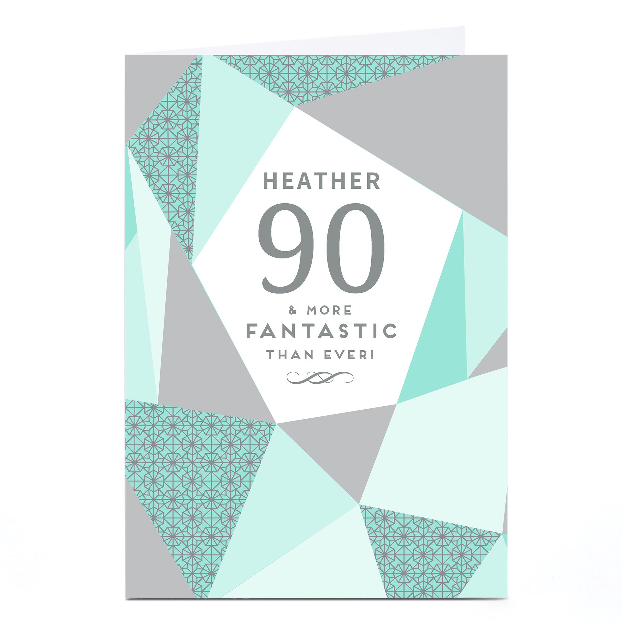 Personalised 90th Birthday Card - Geometric Mint